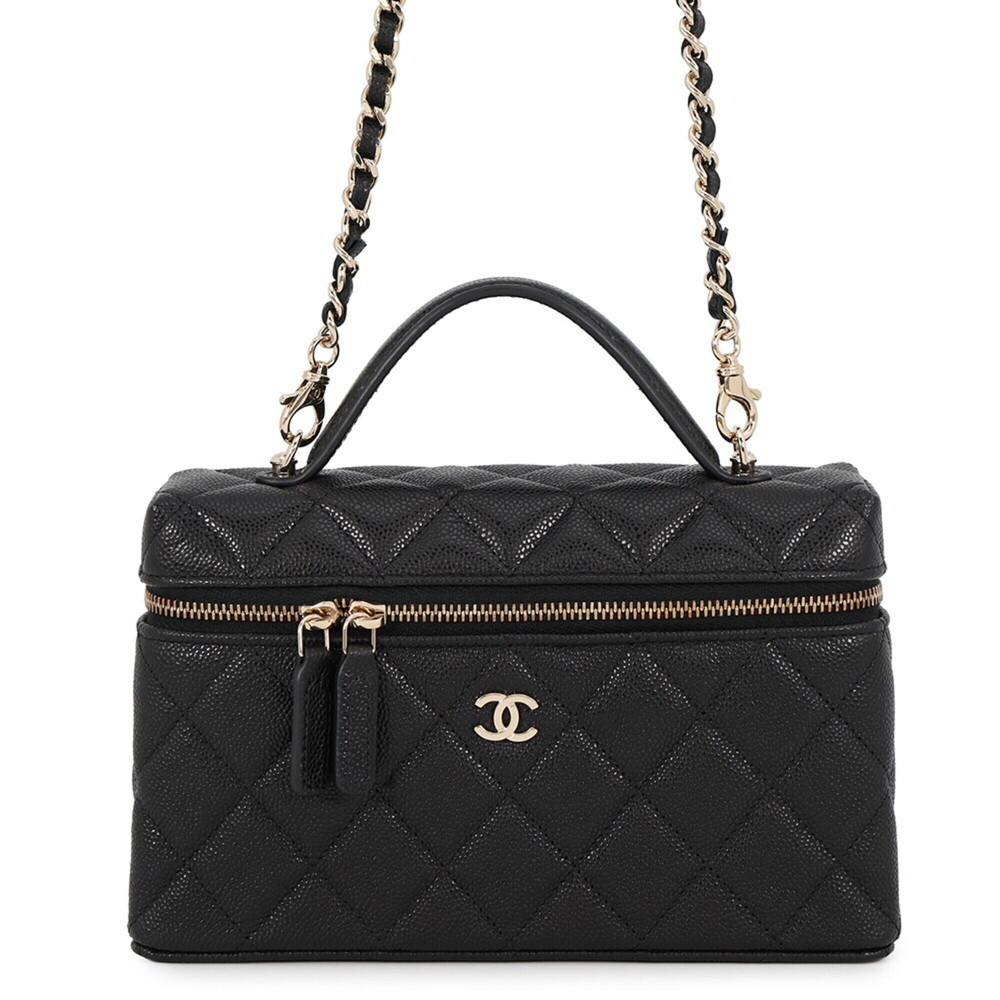 Chanel Chain Shoulder Bag Matelassé Vanity Coco Mark Caviar Skin AP4385 CHANE...